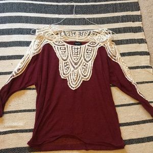 maroon lace top